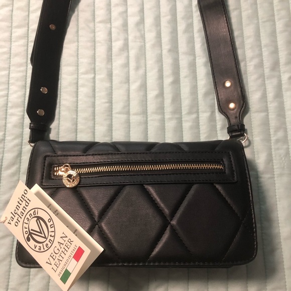 NWT VALENTINO ORLANDI Diamond Quilted Crossbody Shoulder Clutch Bag Black - Picture 6 of 13